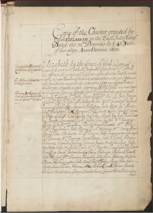 East India Company Charter, 1601